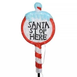 Lumineo Acrylic LED Santa Stop Here Sign 67cm