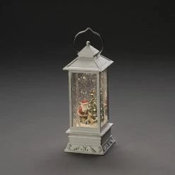 Konstsmide Santa With Dog White Water Lantern (Battery Operated)
