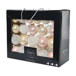 Decoris Box Of 42 Pink Assorted Baubles