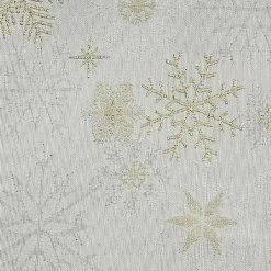 Peggy Wilkins Snow Crystal Champagne Christmas Tablecloth 67"x 100"