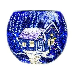 The Milford Collection Glass 'Winter Wonderland' Tealight Holder