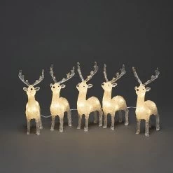 Konstsmide Warm White LED Set Of 5 Acrylic Reindeers