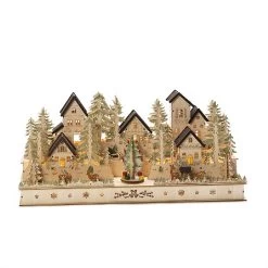 Konstsmide Wooden Silhouette House & Figures With 17 LEDs -Tinsel Nest Sales Store 1117574 2