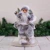 40cm Grey Sitting Santa Decoration With Tree