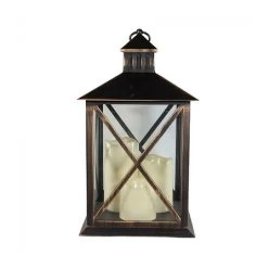 Premier Bronze Triple LED Candle Lantern 40cm