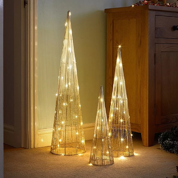Three Kings Set Of 3 Gold Sparkly TreeBelisks (Battery Operated) 1 Three Kings Set Of 3 Gold Sparkly TreeBelisks (Battery Operated)