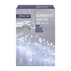 Premier 430 Cool White UltraBrights Silver LED Garland Lights