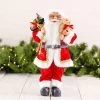 41cm Red Standing Santa Decoration With Bear