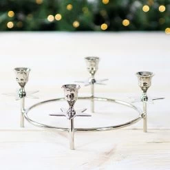 Star Brass Nickel Plated 4 Candle Holder