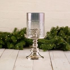 Aluminium Glass Pillar Candle Holder (37cm)