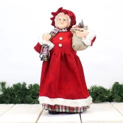60cm Standing Mrs Santa With Bag (Red)