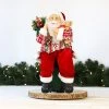 42cm Sitting Santa With Bear (Red Checkered Coat)
