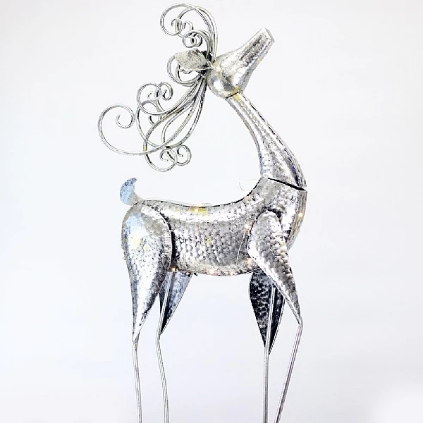Metal Reindeer With Silk Ribbon & Flower 2 Metal Reindeer With Silk Ribbon & Flower - Image 2