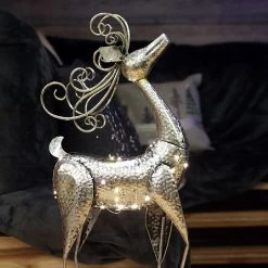 Metal Reindeer With Silk Ribbon & Flower 5 Metal Reindeer With Silk Ribbon & Flower -Tinsel Nest Sales Store 1188413 3