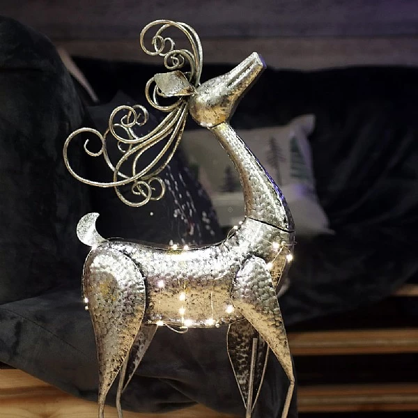 Metal Reindeer With Silk Ribbon & Flower 3 Metal Reindeer With Silk Ribbon & Flower - Image 3