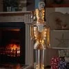 Three Kings Lit Giant Nutcracker Gold & White