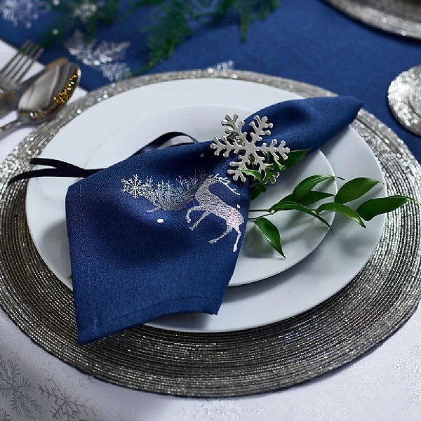 Peggy Wilkins Neve Navy & Silver Napkins Set Of 4 2 Peggy Wilkins Neve Navy & Silver Napkins Set Of 4 - Image 2
