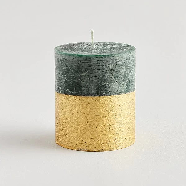 St Eval Winter Thyme Scented Gold Half Dipped Pillar Candle 1 St Eval Winter Thyme Scented Gold Half Dipped Pillar Candle