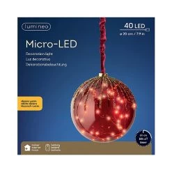 Lumineo Micro LED Red Glitter Ball Large