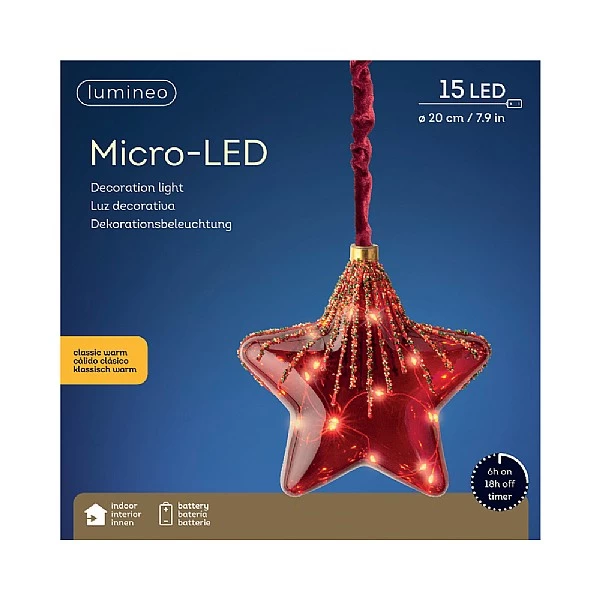 Lumineo Micro LED Red Glitter Star 1 Lumineo Micro LED Red Glitter Star