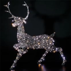 Noma 1.4m Grey Rattan Dual-Light Woburn Stag (300 LEDs)