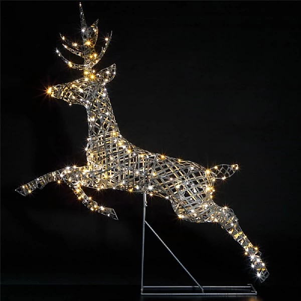 Noma 1.5m Grey Rattan Dual-Light Richmond Leaping Stag With 300 LEDs 1 Noma 1.5m Grey Rattan Dual-Light Richmond Leaping Stag With 300 LEDs