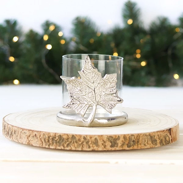 Aluminium Gold Leaf Candle Holder 1 Aluminium Gold Leaf Candle Holder