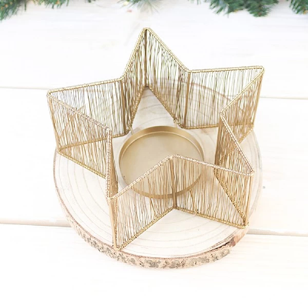 Gold Iron Star Tealight Holder 1 Gold Iron Star Tealight Holder