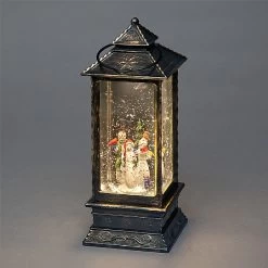 Snowtime 27cm 'The Snowmen Scene' LED Water Filled Lantern With Timer (Battery Operated)