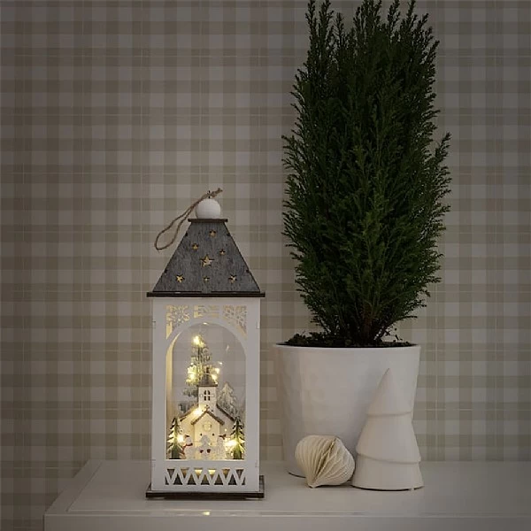 Konstsmide Wooden Lantern With Church LED 2 Konstsmide Wooden Lantern With Church LED - Image 2