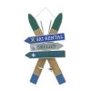 Festive Wooden Blue & Green Skis Sign 55cm