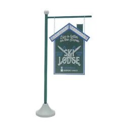 Festive Metal Green & Blue Ski Lodge Sign 85cm