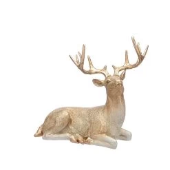 Festive Resin Gold Lying Down Reindeer 36cm