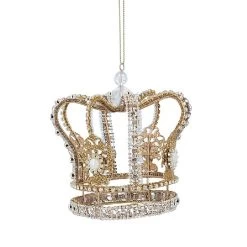 Gisela Graham Gold Crown Tree Decoration With Diamantes & Pearls