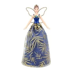 Gisela Graham Small Blue & Gold Resin & Fabric Tree Top Fairy