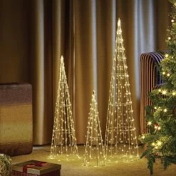 Three Kings Set Of 3 Warm White 640 LED TreeCone Trio