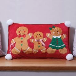 Three Kings Gingerbread Family Cushion Red