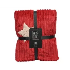 Decoris Red Ribbed Sherpa Throw