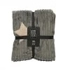 Decoris Grey Ribbed Sherpa Throw