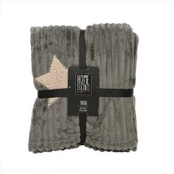 Decoris Grey Ribbed Sherpa Throw