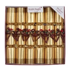 Robin Reed 12" Ring 'O' Bells Gold Christmas Crackers - Pack Of 6
