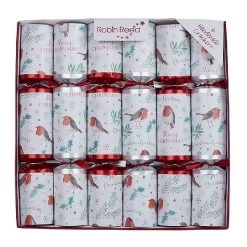 Robin Reed 12" Christmas Robin Greeting Christmas Crackers - Pack Of 6