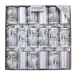 Robin Reed 14" Frosted Forest Christmas Crackers - Pack Of 6