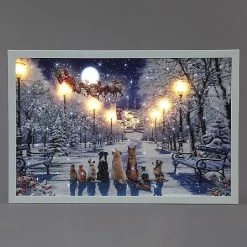 Snowtime Fibre Optic 60x40cm Watching The Sleigh Canvas By Richard Macneil (Battery Operated)