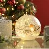 Festive Small Robin Led Crackle Bauble