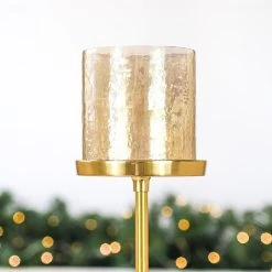 Gold Aluminium & Glass Candle Holder 3 Gold Aluminium & Glass Candle Holder -Tinsel Nest Sales Store 1242246 2