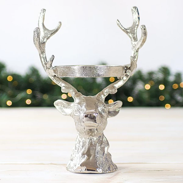 Aluminium Reindeer Head Tealight Holder 1 Aluminium Reindeer Head Tealight Holder