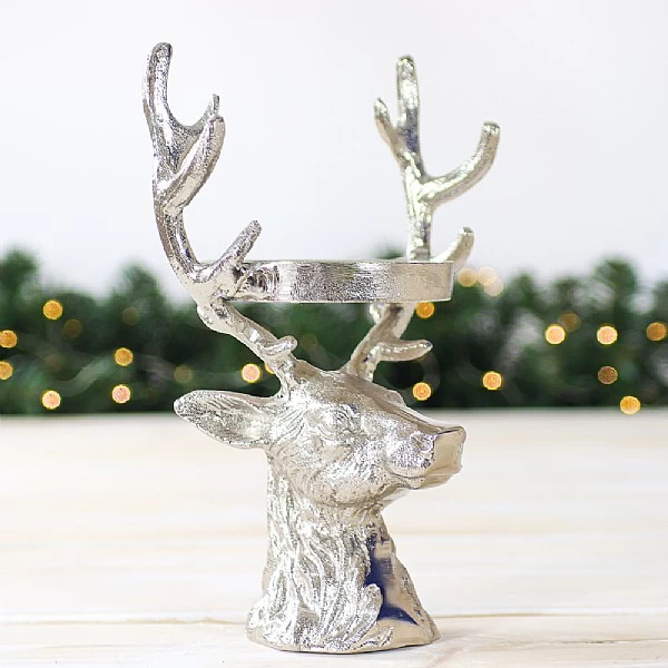 Aluminium Reindeer Head Tealight Holder 2 Aluminium Reindeer Head Tealight Holder - Image 2