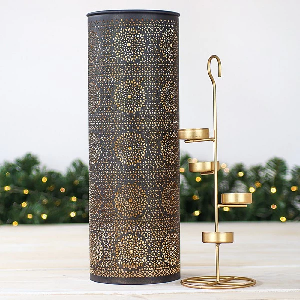 Small Black & Gold Iron Tealight Holder 3 Small Black & Gold Iron Tealight Holder - Image 3