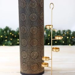 Large Black & Gold Iron Tealight Holder -Tinsel Nest Sales Store 1242263 3
